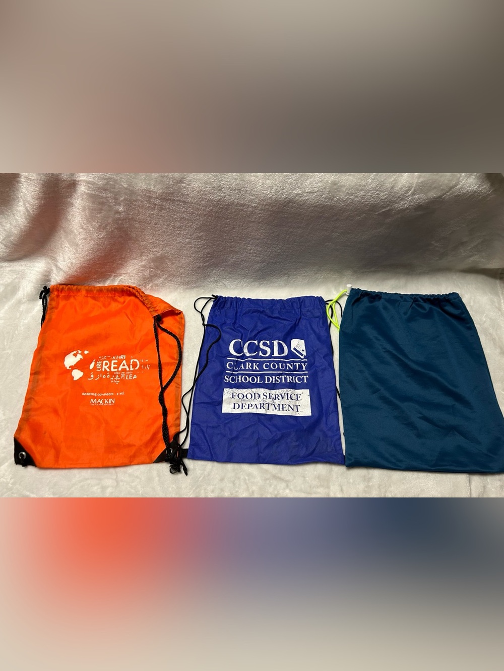 Blue orange green 2 drawstring backpack drawstring bag